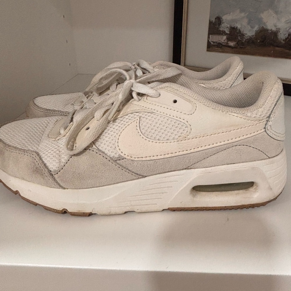 Nike White and Cream Air Max Sneakers